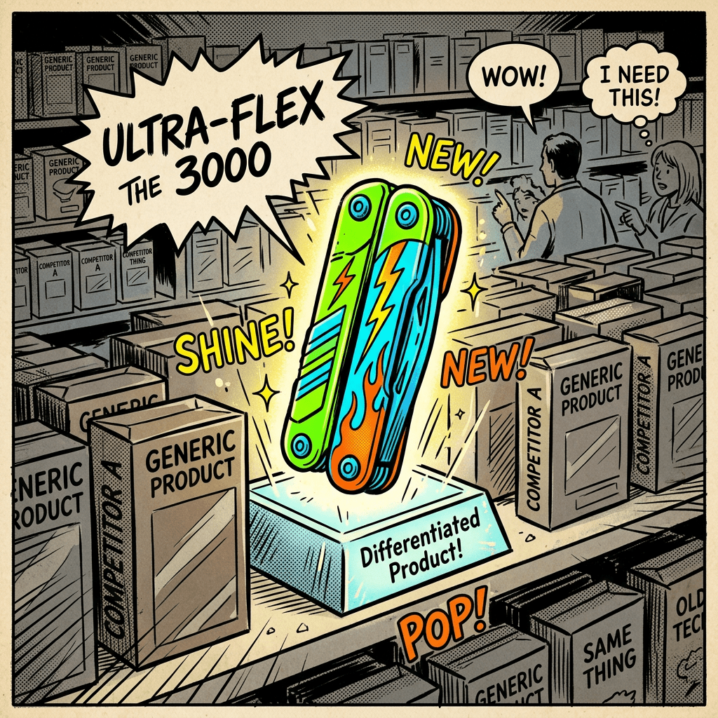 Differentiated product standing out among competitors