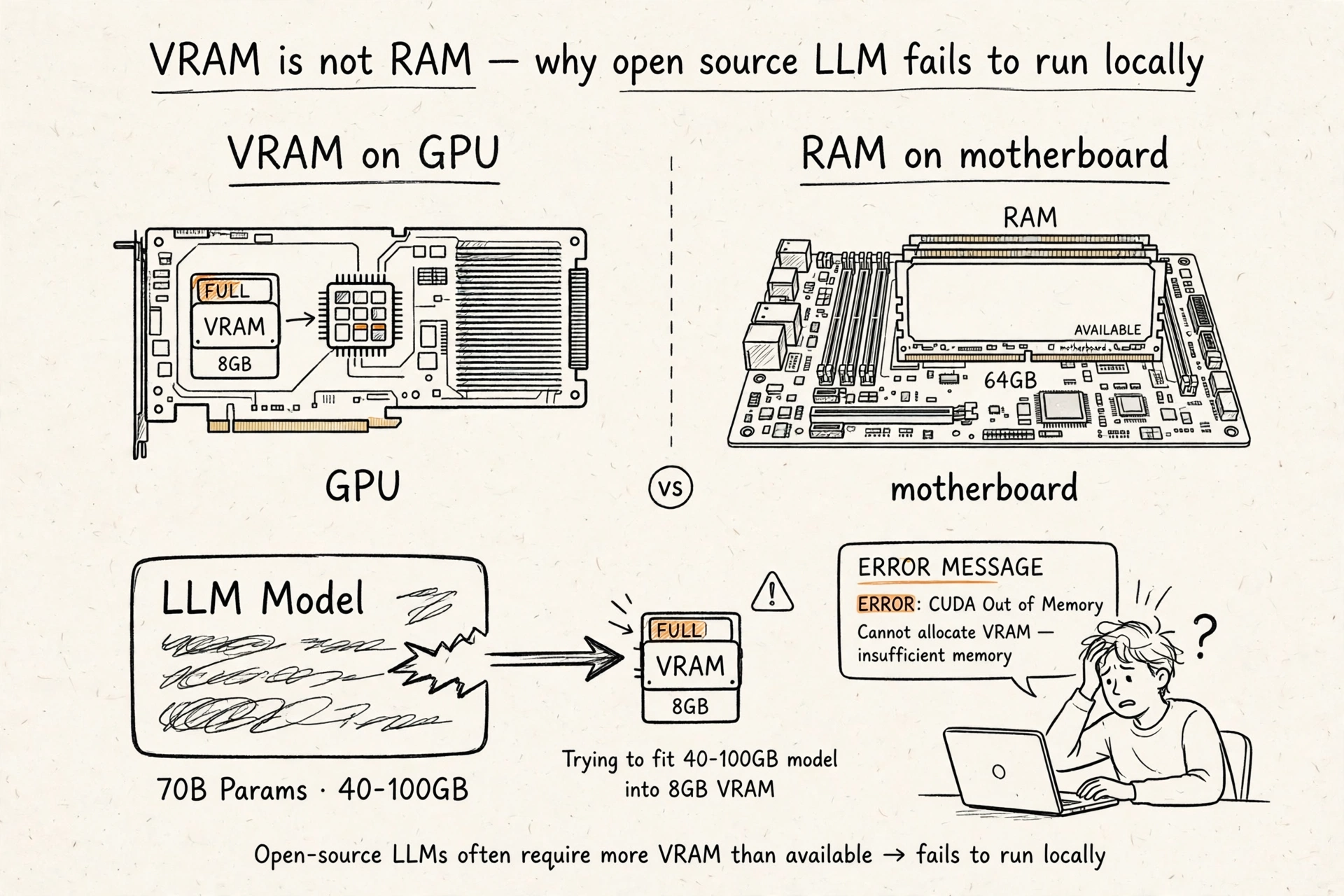 學用AI｜VRAM不是RAM—這是開源LLM本機跑不動的真正原因