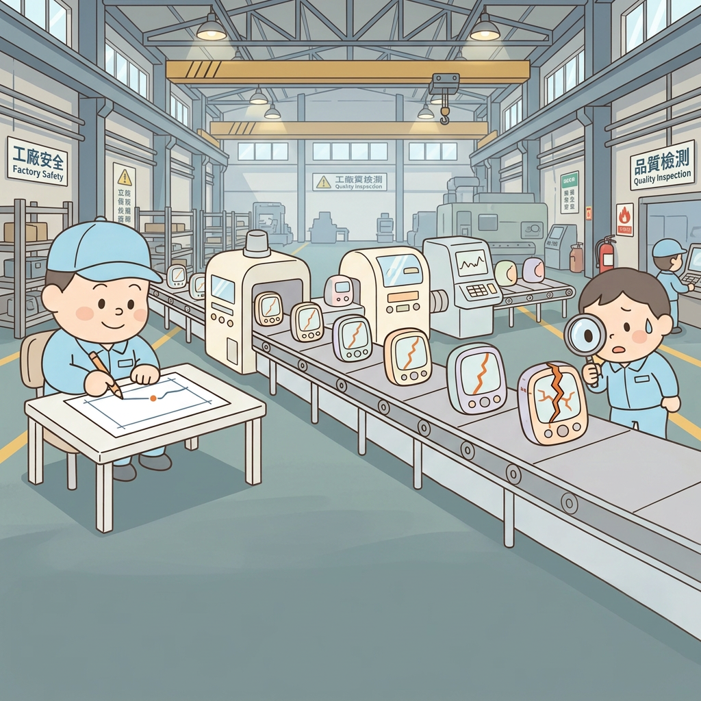 品質不是最後一道檢查，而是從第一個決定就開始monitoring a production line with measurement devices