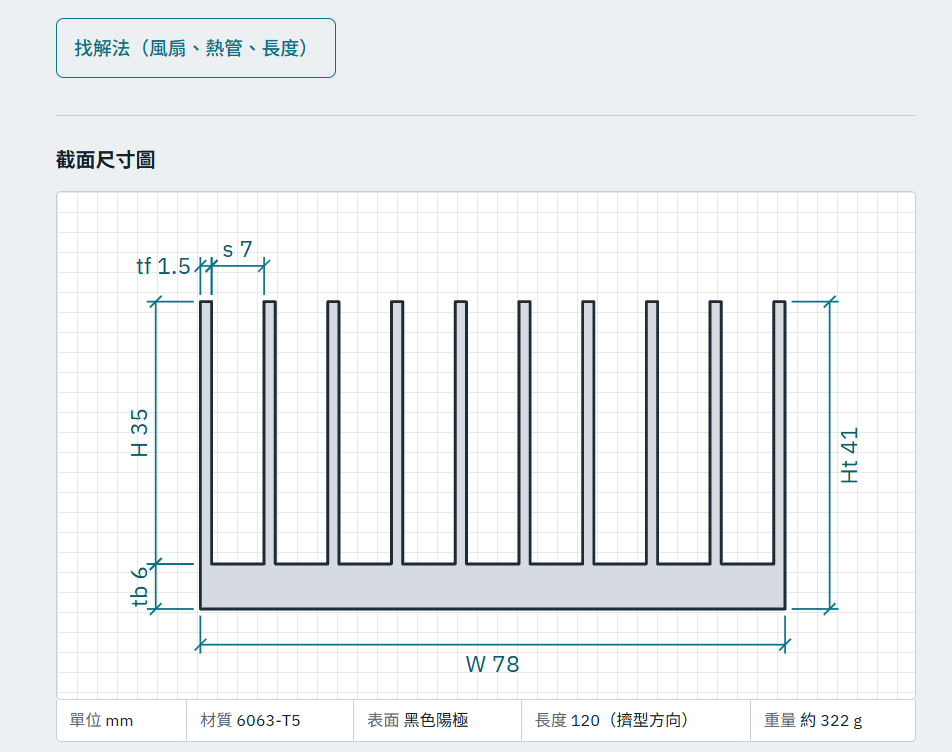 鋁擠散熱片計算器